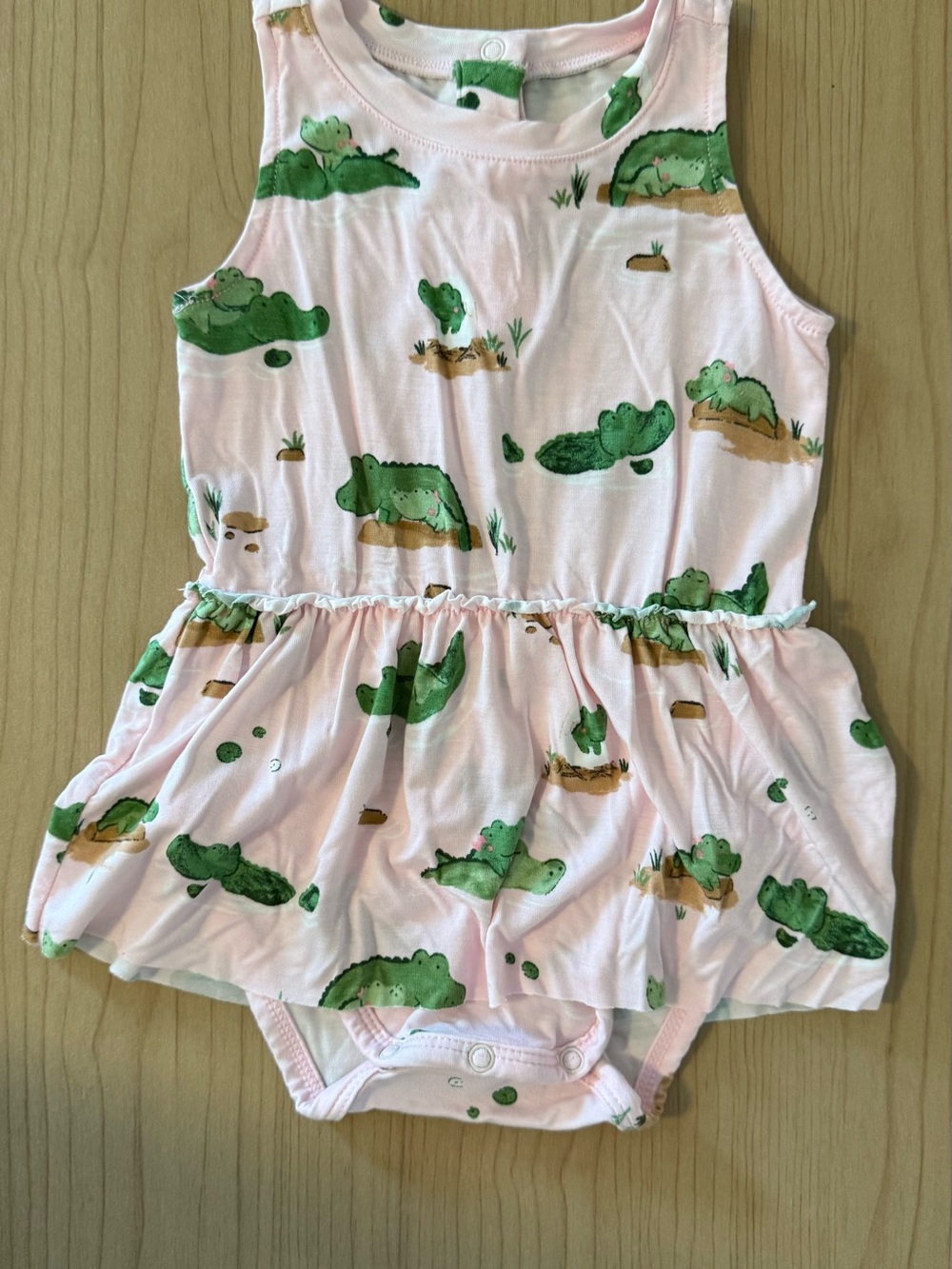 Angel Dear Pink Sleeveless Alligator Print Dress Bodysuit